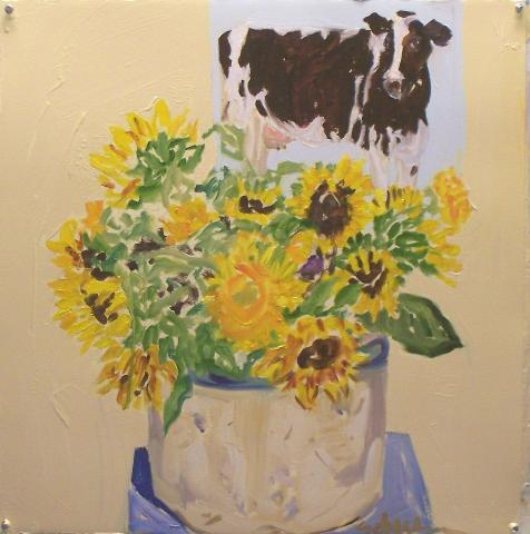 Sunflowers & Cow